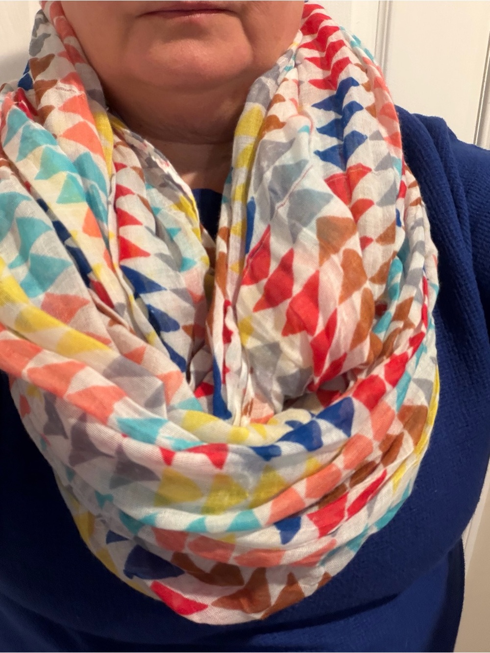Multicolor Geometric Print Infinity Scarf - Picture 3 of 5